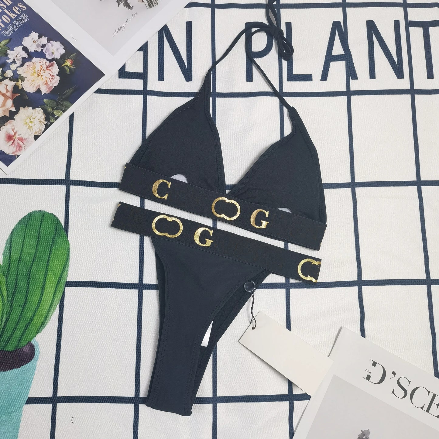 New 2025 Letter Bikini Women's Swimwear Set Fashionable Poolside Attire for Ladies