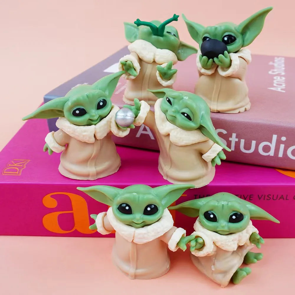 Hasbro 6pcs/set Star Wars Yoda Figures Childrens Toys Car Desktop Decoration Ornaments Anime Peripheral Collection Holiday Gift