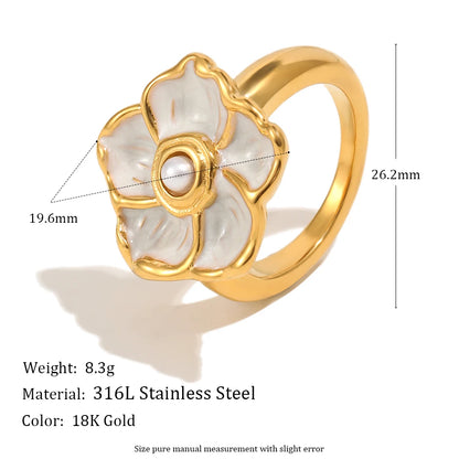 E.B.belle Zircon 18K Plated Stainless Steel Women's Rings Trendy Luxury Shiny Hypoallergenic Rings Sets Jewelry Decoration Gift