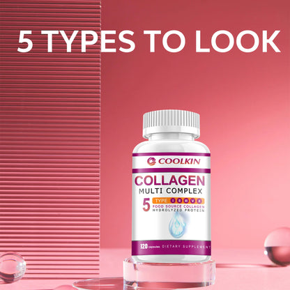 Multi Collagen - Types I-II-III-V-X - Anti-Aging, Healthy Joints, Hair, Skin, Bones, Nails - 120 Capsules