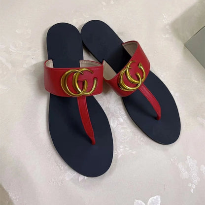 2025 New Fashionable European and American Cowboy Leather Lightweight Outerwear Beach Style Exposed Toe Flat Bottom Straw and Go