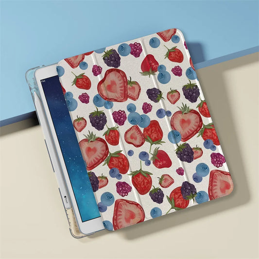 Cute Strawberry Tablet Case for Apple iPad Air 2024 Pro 11 inch Air 5/4 10.9 10th 7/8/9 10.2 Air 3 10.5 inch mini 6 5 4 Cover