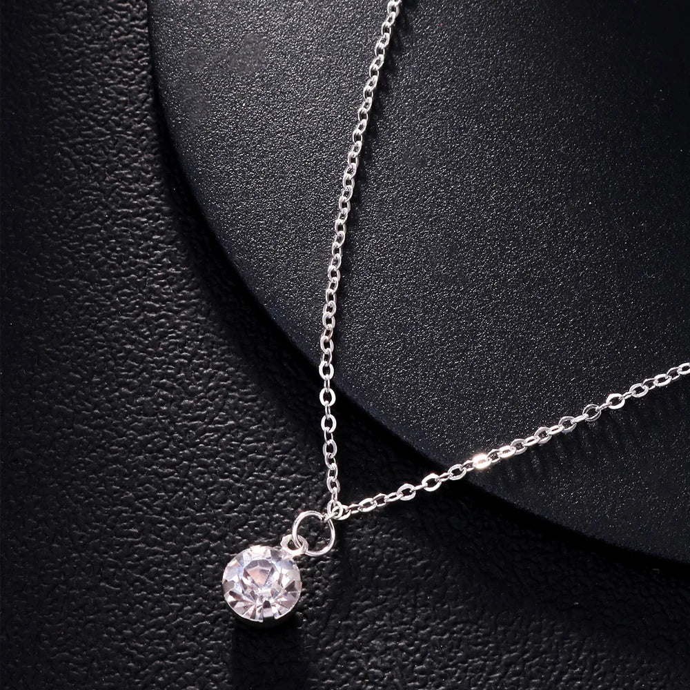 Stonefans Fashion Large Round Rhinestone Necklace Thin Chain for Women Simple Clavicle Necklace Choker Jewelry Accessories