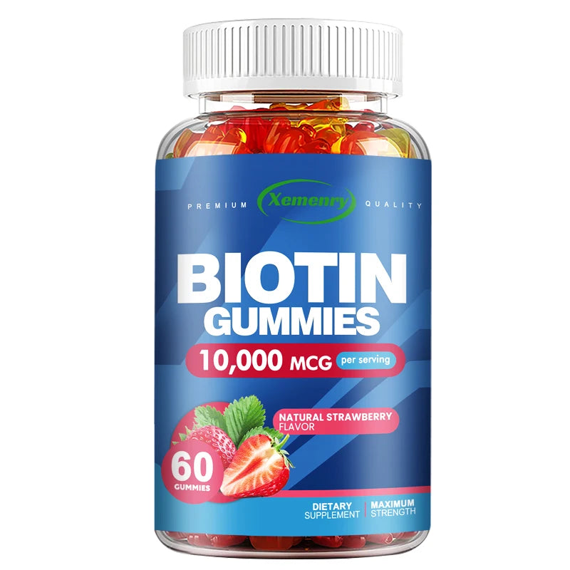 Biotin Gummies - Supports Hair Growth, Healthy Skin and Nails, Anti-aging, Brightens Skin Tone - 60 Gummies
