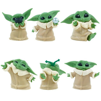 Hasbro 6pcs/set Star Wars Yoda Figures Childrens Toys Car Desktop Decoration Ornaments Anime Peripheral Collection Holiday Gift