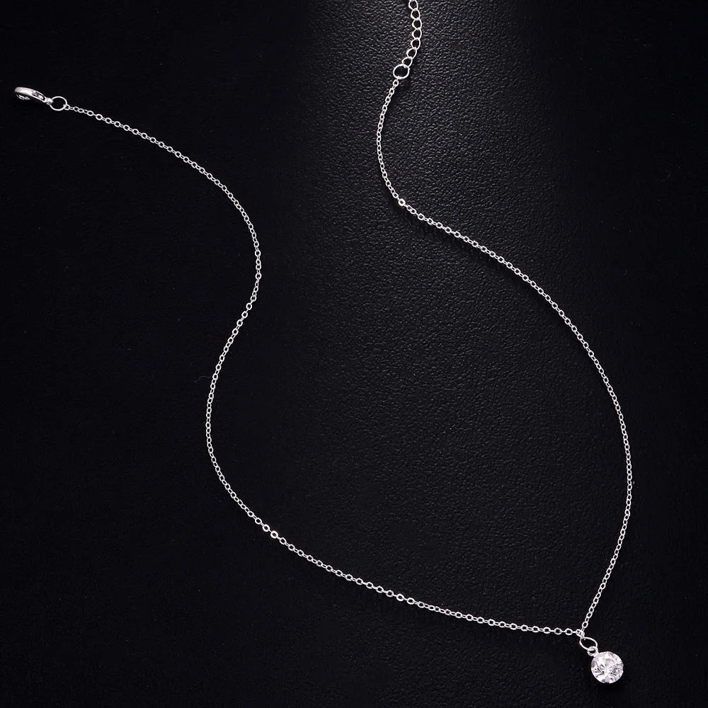 Stonefans Fashion Large Round Rhinestone Necklace Thin Chain for Women Simple Clavicle Necklace Choker Jewelry Accessories