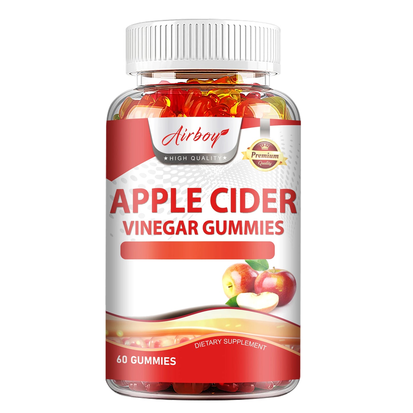 Apple Cider Gummies - Digestive Health Support Relieves Bloating and Constipation Burns Fat and Controls Weight - 60 Gummies