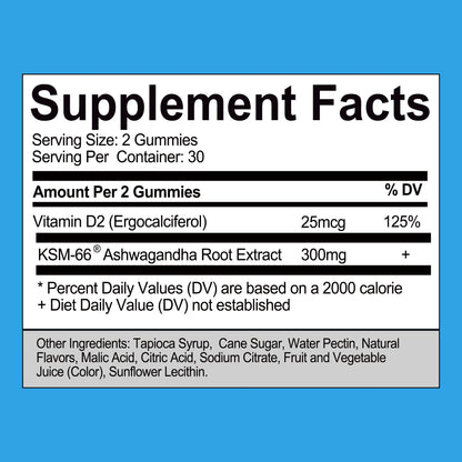 Ashwagandha Gummies - Relieve Stress and Mood, Help The Brain Improve Memory, and Improve Sleep Health - 60 Gummies