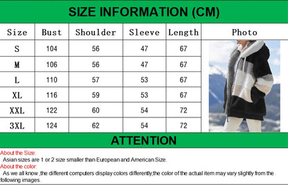 Women 2024 New Winter Warm Jackets Autumn Plush Pocket Hooded Long Sleeve Coats Spliced Thick Cashmere Women Jacket Plaid Coats