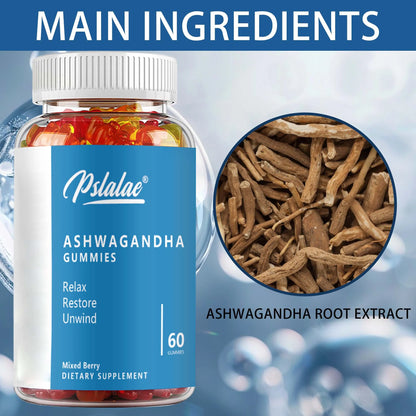 Ashwagandha Gummies - Relieve Stress and Mood, Help The Brain Improve Memory, and Improve Sleep Health - 60 Gummies