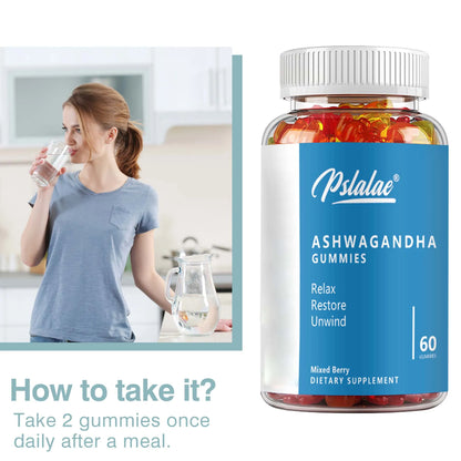 Ashwagandha Gummies - Relieve Stress and Mood, Help The Brain Improve Memory, and Improve Sleep Health - 60 Gummies