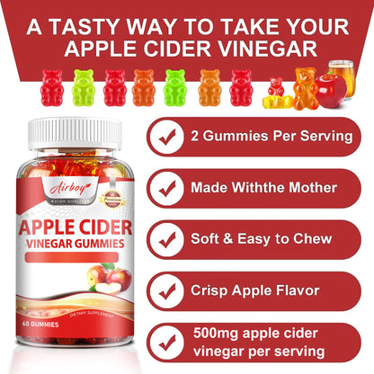 Apple Cider Gummies - Digestive Health Support Relieves Bloating and Constipation Burns Fat and Controls Weight - 60 Gummies