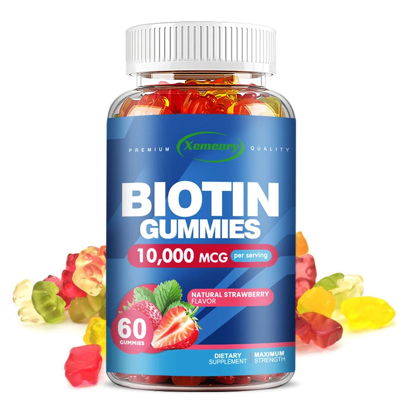 Biotin Gummies - Supports Hair Growth, Healthy Skin and Nails, Anti-aging, Brightens Skin Tone - 60 Gummies