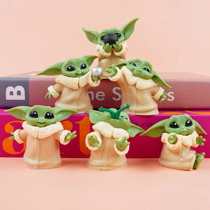 Hasbro 6pcs/set Star Wars Yoda Figures Childrens Toys Car Desktop Decoration Ornaments Anime Peripheral Collection Holiday Gift