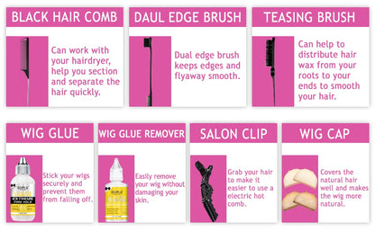 GOIPLE 2 in 1 Electric Heat Comb Hot Hair Straightener Curling Iron for Wigs and Hair Styling Tools beginner Hair Extension Kit