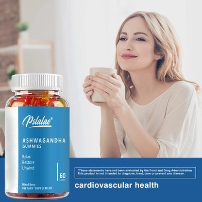 Ashwagandha Gummies - Relieve Stress and Mood, Help The Brain Improve Memory, and Improve Sleep Health - 60 Gummies
