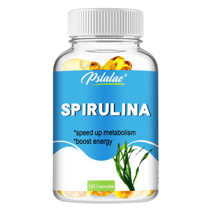 Organic Spirulina Capsules - Cardiovascular Health Eye & Brain Health, Antioxidant - 120 Capsules