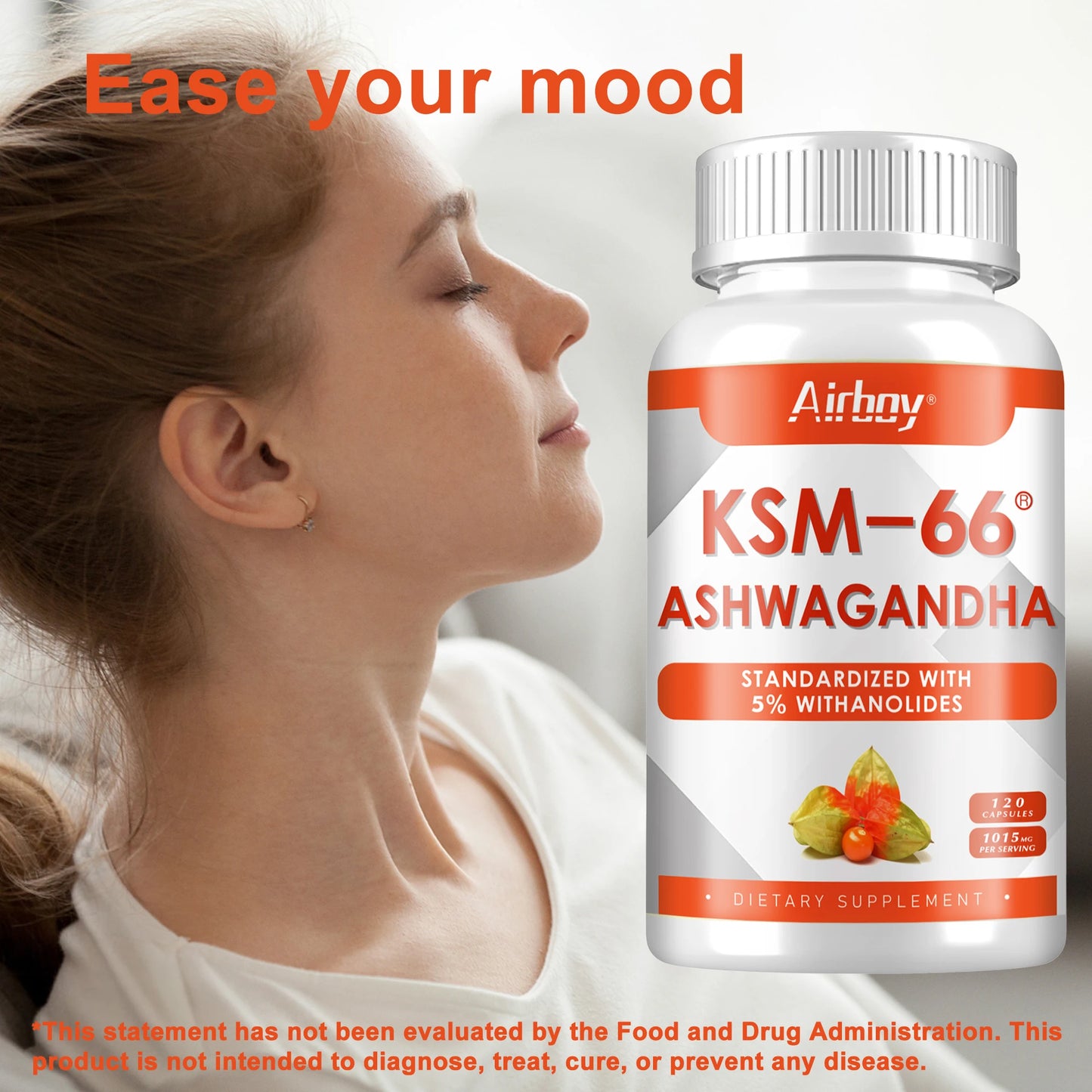 KSM-66 Ashwagandha Root Extract - Stress Support, Mood Soothing, Focuses Energy and Vitality, Replenishes Energy - 120 Capsules