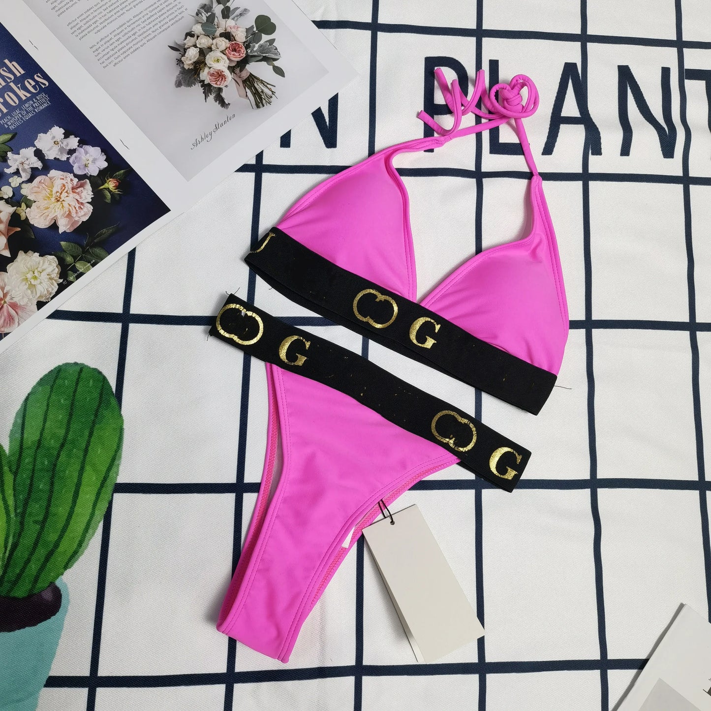 New 2025 Letter Bikini Women's Swimwear Set Fashionable Poolside Attire for Ladies