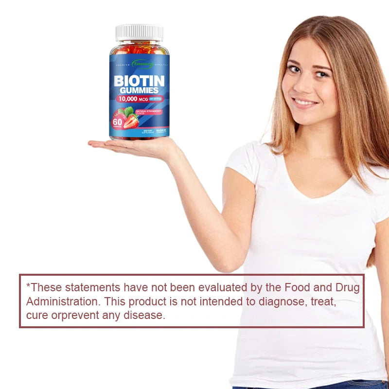 Biotin Gummies - Supports Hair Growth, Healthy Skin and Nails, Anti-aging, Brightens Skin Tone - 60 Gummies