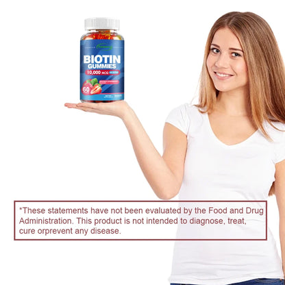 Biotin Gummies - Supports Hair Growth, Healthy Skin and Nails, Anti-aging, Brightens Skin Tone - 60 Gummies