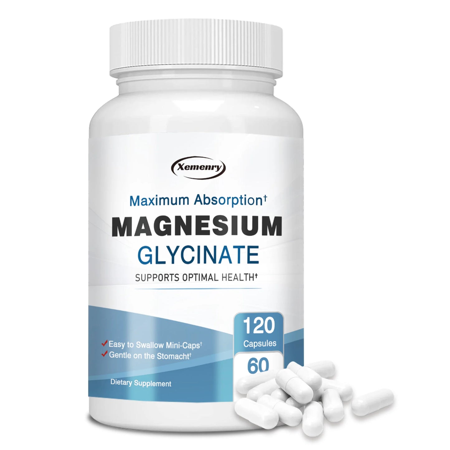 Magnesium Glycinate Capsules - Supports Muscle, Joint and Heart Health, Promotes Natural Sleep - 120 Capsules