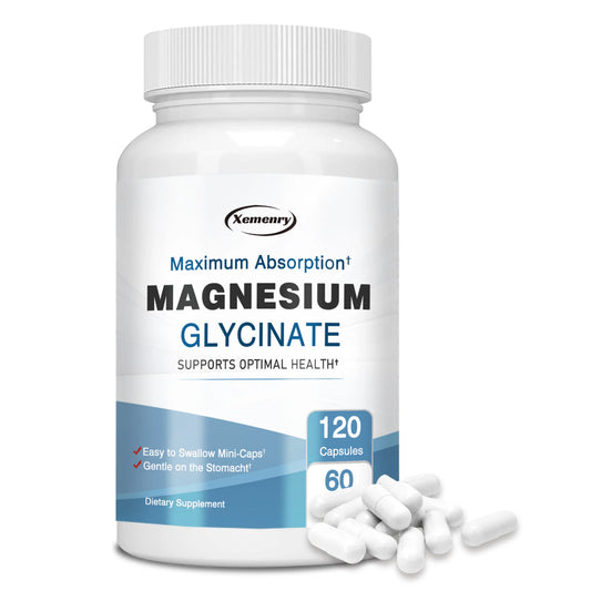 Magnesium Glycinate Capsules - Supports Muscle, Joint and Heart Health, Promotes Natural Sleep - 120 Capsules