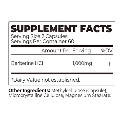 Berberine - Blood Sugar Balance, Supports Cardiovascular and Digestive Health, Antioxidant - 120 Capsules