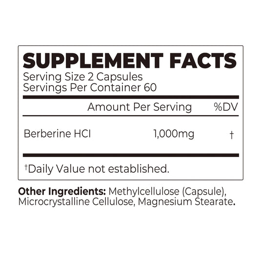 Berberine - Blood Sugar Balance, Supports Cardiovascular and Digestive Health, Antioxidant - 120 Capsules