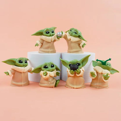 Hasbro 6pcs/set Star Wars Yoda Figures Childrens Toys Car Desktop Decoration Ornaments Anime Peripheral Collection Holiday Gift