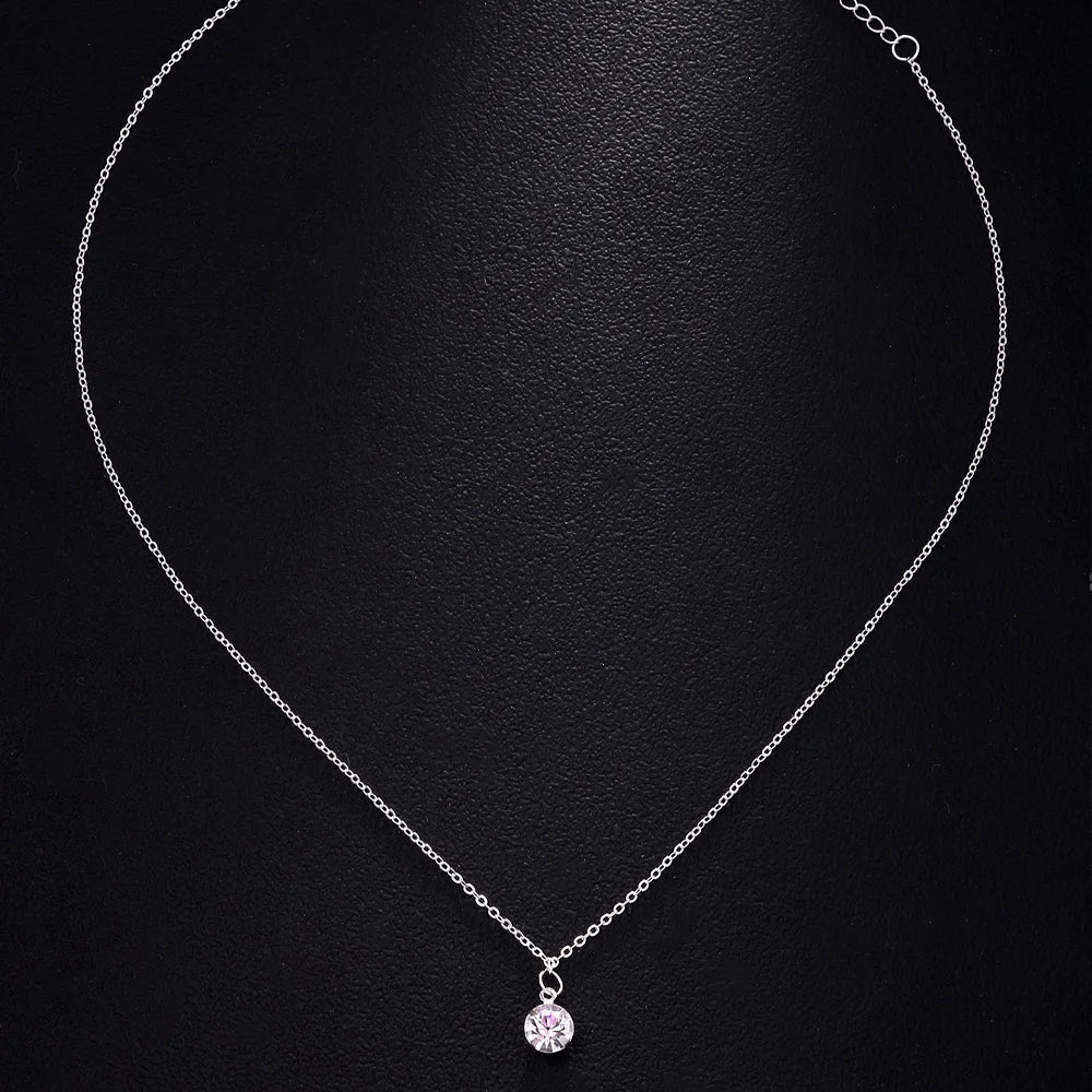 Stonefans Fashion Large Round Rhinestone Necklace Thin Chain for Women Simple Clavicle Necklace Choker Jewelry Accessories