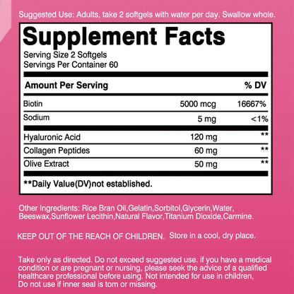 Ultra Strength Beauty Capsules - for Healthy Hair, Youthful Skin & Strong Nails - 120 Capsules