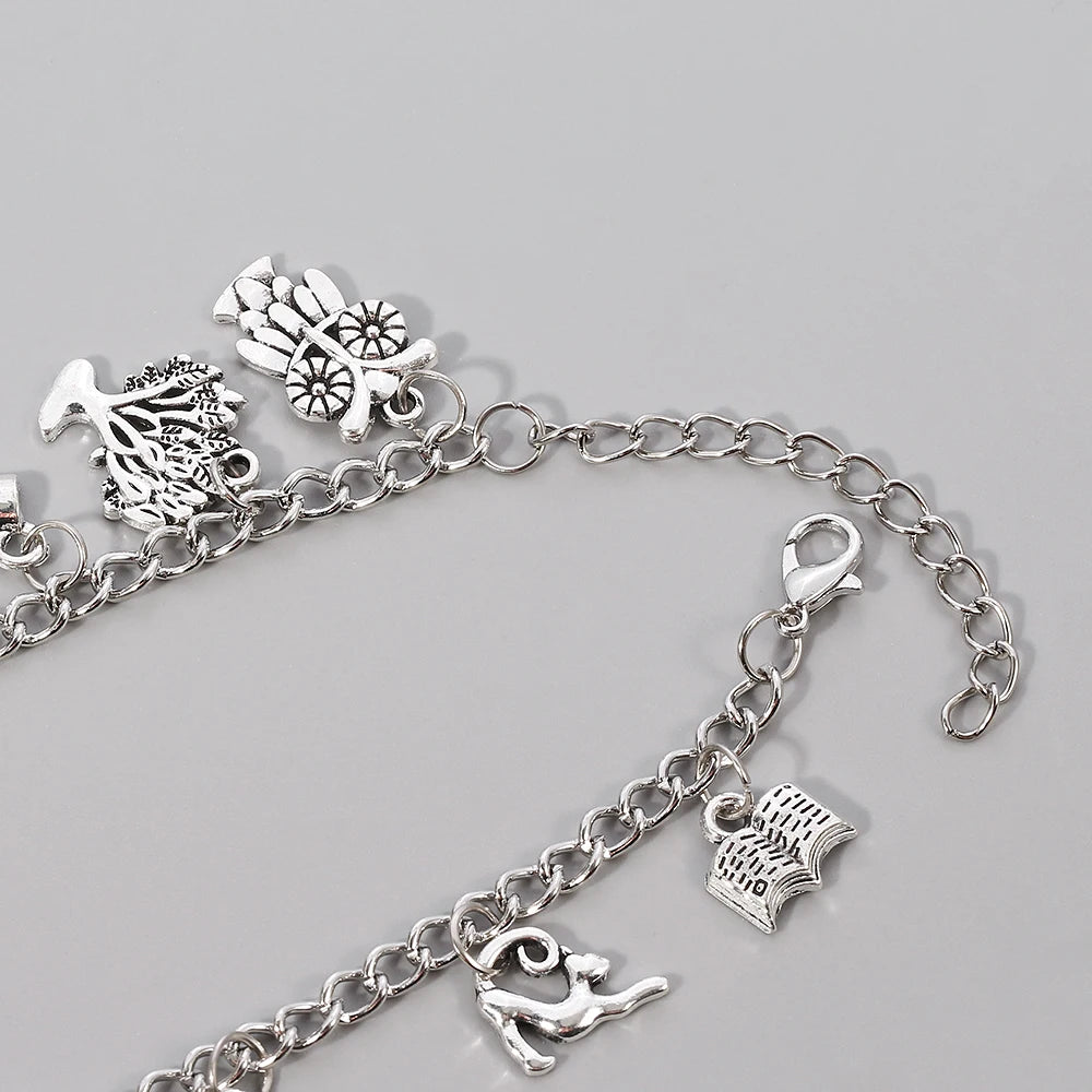 Plated Silver color Charm Bracelet sun moon staranimals wild natural bracelets Witch Wicca Acorn Greenman Various Jewelry gift