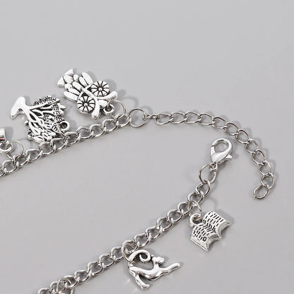 Plated Silver color Charm Bracelet sun moon staranimals wild natural bracelets Witch Wicca Acorn Greenman Various Jewelry gift