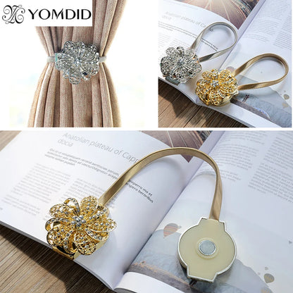Magnetic Rope Curtains Tieback Europe Style Crystal Flower Retractable Curtain Clips Cortinas Holdbacks Tiebacks For Home Decor