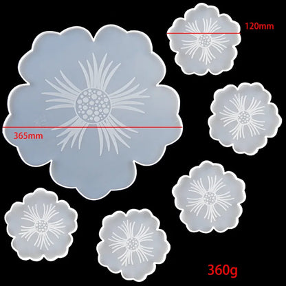 Flower Tea Cup Pad Molds Set DIY Handmade Crystal Big Flower Plate Clay Epoxy uv Resin Mold Silicone Craft Mold Art Home Decorat