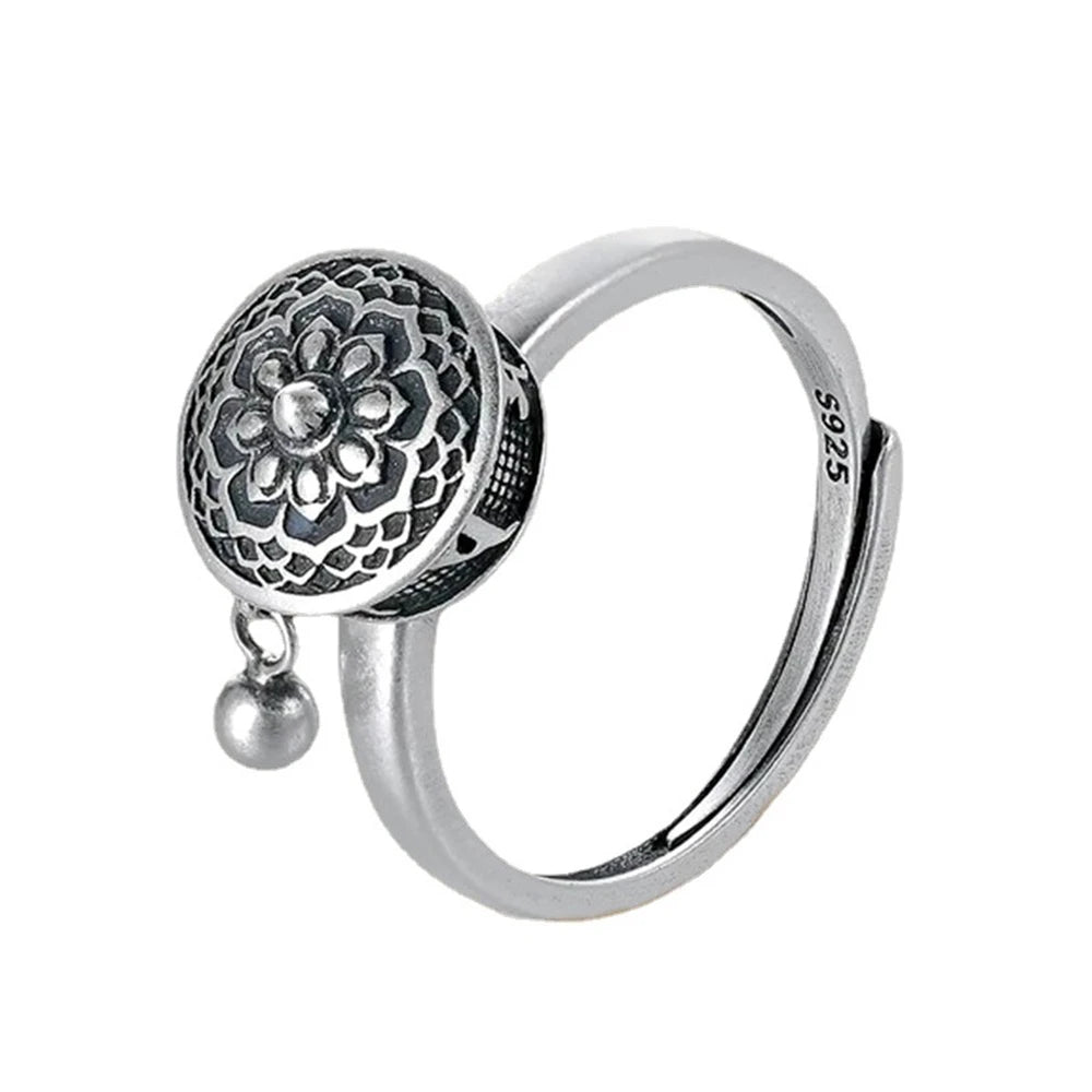 Vintage Spinner Rings Jewelry For Women Finger Ring women's Rings Trend Rotatable Lotus Anti Stress Buddhism Ring Anillos Mujer