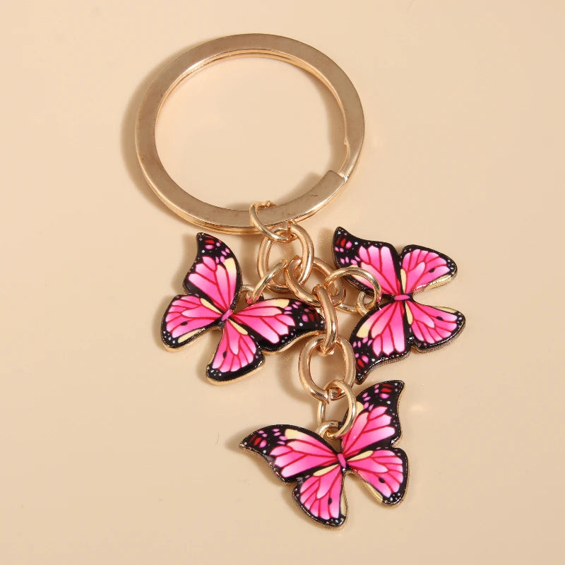 Cute Keychain Colorful Butterfly Key Ring Enamel Flying Animals Key Chains For Women Girls Handbag Accessorie Handmade Jewelry