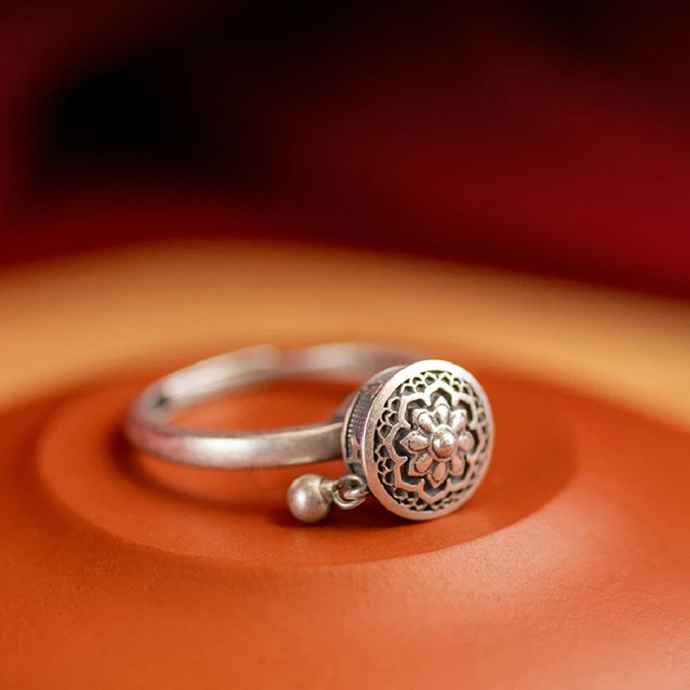 Vintage Spinner Rings Jewelry For Women Finger Ring women's Rings Trend Rotatable Lotus Anti Stress Buddhism Ring Anillos Mujer