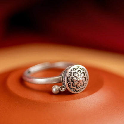 Vintage Spinner Rings Jewelry For Women Finger Ring women's Rings Trend Rotatable Lotus Anti Stress Buddhism Ring Anillos Mujer