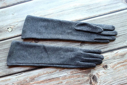 Cotton Long Gloves for Women's Stretch Autumn and Winter Warmth 38cm Windproof and Sun Resistant Knitted Sleeves