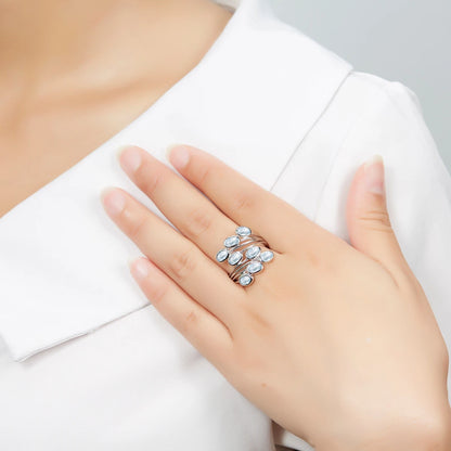 Natural Aquamarine Wedding Ring 925 Sterling Silver 2 Carats Genuine Gemstone Light Blue Elegant Jewelry Christmas Gifts