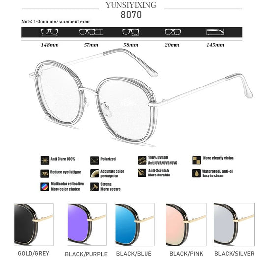YUNSIYIXING Women's Sunglasses Polarized Classic Brand Designer Driving Sun Glasses For Women Vintage Fashion Lunettes De Soleil