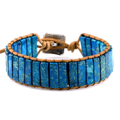 Chanfar Hot Sale Style Multicolor Natural Stone Gem Leather Tibetan Gypsy Beaded Adjustable Bracelets For Men Women