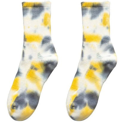 Tie-dyed Long Socks Men's Fall/Winter Tube Socks Cotton Autumn Basketball Skateboard Socks Thicker Women's High-top Tide Socks