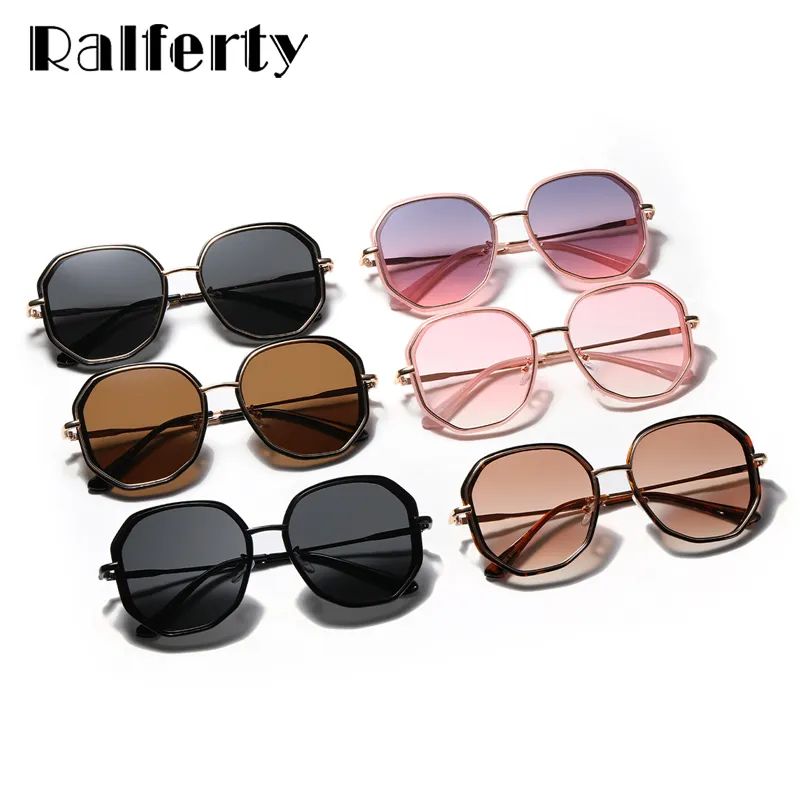 Ralferty Oversized Polygon Women's Sunglasses 2021 New Fashion Vintage Big Sunglases Anti UV okulary przeciwsloneczne damskie