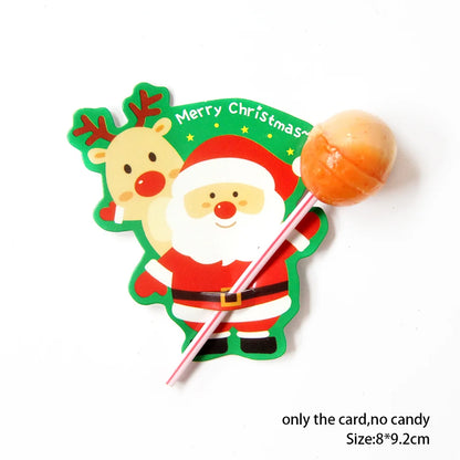 20/50PCS Christmas Candy Package Card Cartoon Snowman Santa Deer Lollipop Holder for Xmas Kids Gift Home DIY Party Decoration