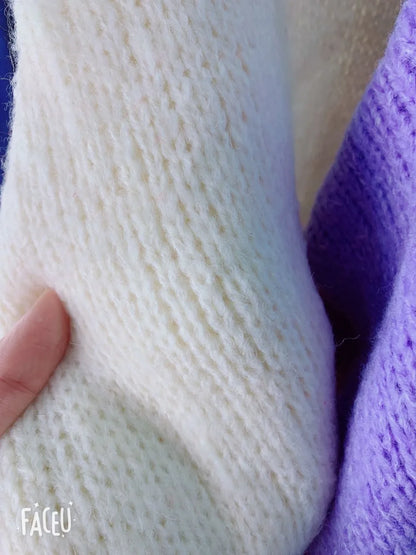 Winter Women Dress Fall Sweater Women Dress Long Sleeve Knitted Dresses Maxi Vintage Oversize Dresses Knitting Thick Warm Purple