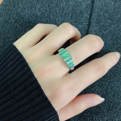 CiNily Rainbow Big Fire Opal Stone Rings Silver Plated Blue White Pink Colorful Engagement Finger Ring Summer Jewelry Women Girl