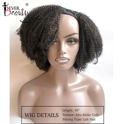 4B 4C Mongolian Afro Kinky Curly  U Part Wig Human Hair U Part Wigs For Women Kinky Curly Short Bob Cut Wigs Ever Beauty